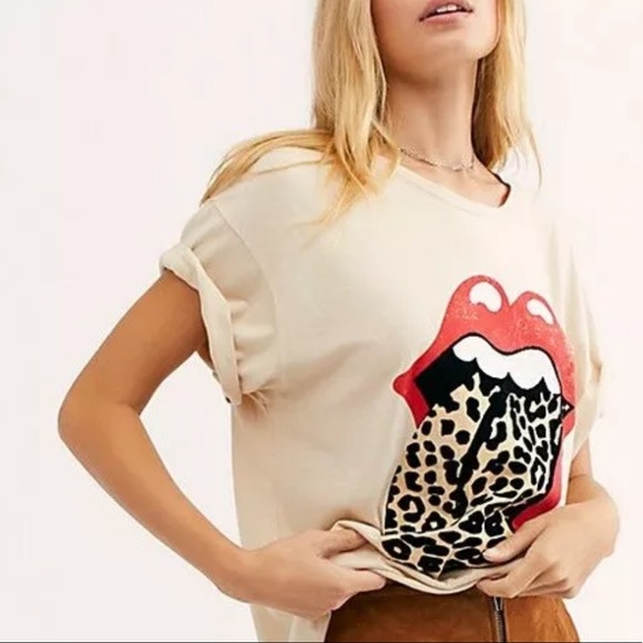 Free People Tops - Free People x DAYDREAMER Rolling Stones leopard